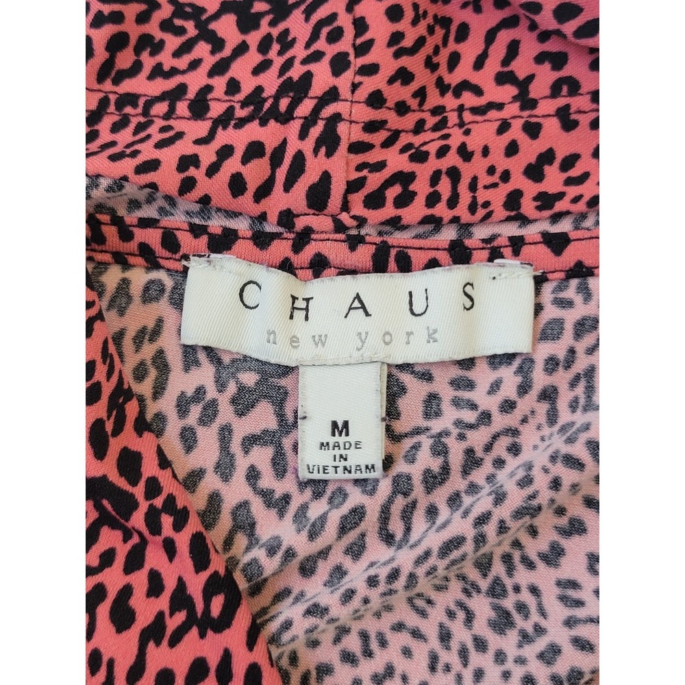 Chaus New York Women's Pink & Black Animal Print Blouse Career Top Sz M‎ - Picture 3 of 7